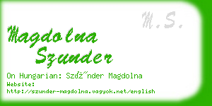 magdolna szunder business card